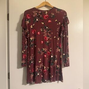 Love, Fire Burgundy Floral Dress